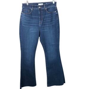 Ann Taylor Loft NWT Dark Wash The Slim Flare High Rise Frayed Hem Jeans 30/10P